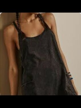 Free People charcoal black sleeveless braided-strap dress